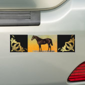 Bruin paard bumpersticker (Op auto)