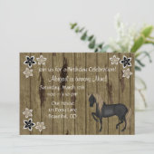 Bruin Paard en Bloemen, Faux Schuur Hout Verjaarda Kaart (Staand voorkant)