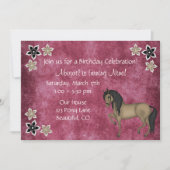  Bruin Paard en Bloemen Verjaardagsuitnodiging Kaart (Voorkant)