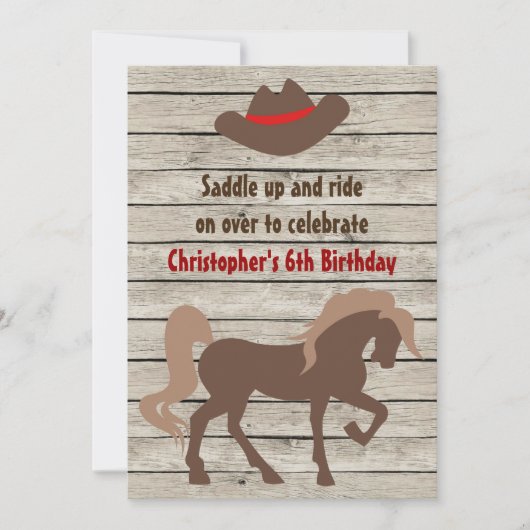 Bruin Paard en Cowboy Pet Western Verjaardag Kaart (Voorkant)