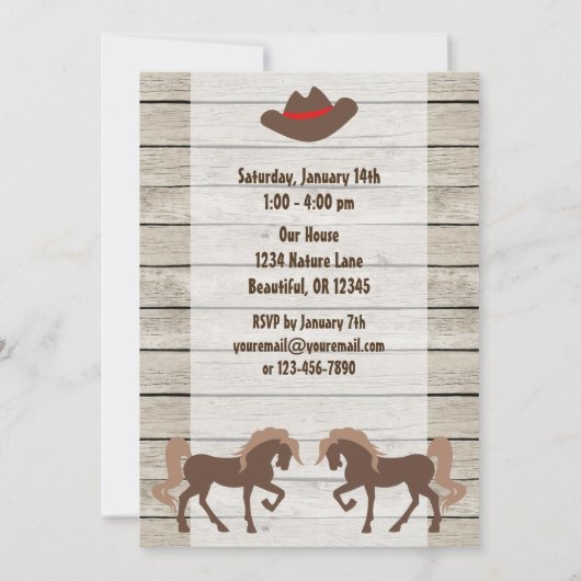 Bruin Paard en Cowboy Pet Western Verjaardag Kaart (Achterkant)