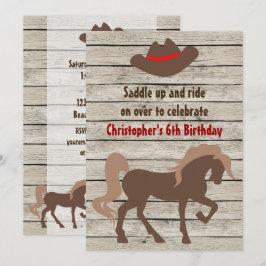 Bruin Paard en Cowboy Pet Western Verjaardag Kaart