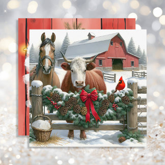 Bruin Paard en Koe Kerst Boerderij