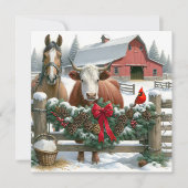 Bruin Paard en Koe Kerst Boerderij (Voorkant)