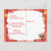 Bruin Paard en Koe Kerst Boerderij Briefkaart (Achterkant)