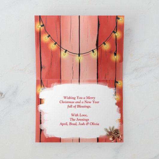 Bruin Paard en Koe Kerst Boerderij Feestdagen Kaart (Binnen)