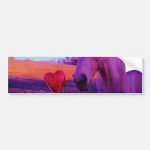 Bruin paard en rood hart bumpersticker