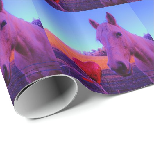 Bruin paard en rood hart cadeaupapier (Rol Hoek)