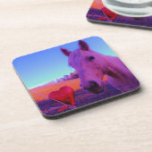 Bruin paard en rood hart drankjes onderzetter (Linkerzijde)