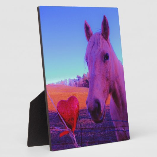 Bruin paard en rood hart fotoplaat (Zijkant)