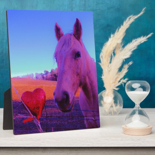 Bruin paard en rood hart fotoplaat (Zijkant)