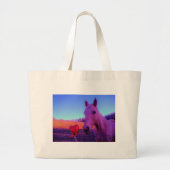 Bruin paard en rood hart grote tote bag (Voorkant)