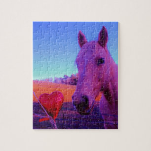 Bruin paard en rood hart legpuzzel