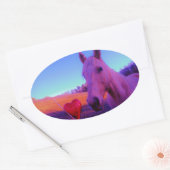Bruin paard en rood hart ovale sticker (Envelop)