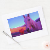 Bruin paard en rood hart rechthoekige sticker (Envelop)