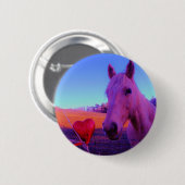 Bruin paard en rood hart ronde button 5,7 cm (Voorkant /achterkant)