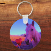 Bruin paard en rood hart sleutelhanger (Voorkant)
