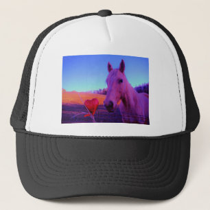Bruin paard en rood hart trucker pet