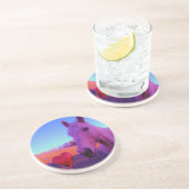 Bruin paard en rood hart zandsteen onderzetter (Zijkant)