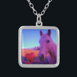 Bruin paard en rood hart zilver vergulden ketting<br><div class="desc">Brown Horse and Red Heart Foto van Sandy Closs. bruiloften,  hart,  harten,  paarden,  pony's,  pony's,  pony,  liefde,  valentijn,  Valentijnsdag.</div>