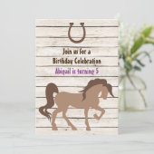  Bruin Paard en Schuur Hout Meisje Verjaardag Kaart (Staand voorkant)