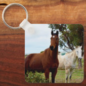 Bruin paard en witte merrie, sleutelhanger (Voorkant)