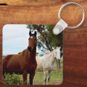 Bruin paard en witte merrie, sleutelhanger (Achterkant)