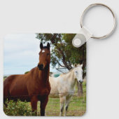 Bruin paard en witte merrie, sleutelhanger (Achterkant)