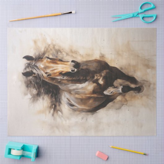 Bruin Paard Galloping Tissuepapier (Craft)