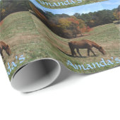 Bruin paard, gepersonaliseerd met naam cadeaupapier (Rol Hoek)