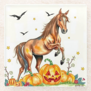 Bruin Paard Halloween Glazen Onderzetter