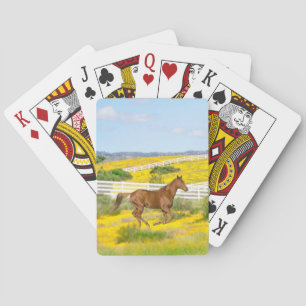 Bruin Paard Hardlopen in Veld Speelkaarten