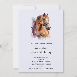 Bruin Paard hoofd Portret in Waterverf Verjaardag Kaart
