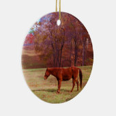 Bruin paard in een grasveld keramisch ornament (Rechts)