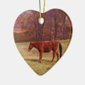 Bruin paard in een grasveld keramisch ornament (Links)