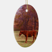 Bruin paard in een grasveld keramisch ornament (Rechts)