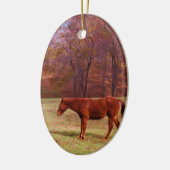 Bruin paard in een grasveld keramisch ornament (Links)