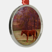 Bruin paard in een grasveld metalen ornament (Rechts)