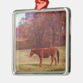 Bruin paard in een grasveld metalen ornament (Links)