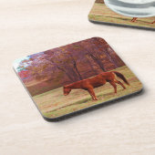 Bruin paard in een grasveld onderzetter (Linkerzijde)