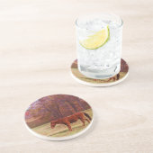 Bruin paard in een grasveld zandsteen onderzetter (Zijkant)