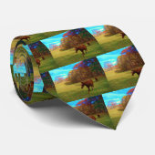 Bruin paard in een regenboogkleurig veld stropdas (Opgerold)