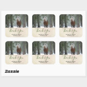 Bruin paard in een winterbos Dank je wel Vierkante Sticker (Vel)