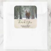 Bruin paard in een winterbos Dank je wel Vierkante Sticker (Tas)