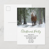 Bruin Paard in een Winterbos Kerstfeest Uitnodiging Briefkaart (Voorkant / Achterkant)