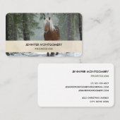 Bruin paard in een winterbos met sneeuwval visitekaartje (Voorkant / Achterkant)