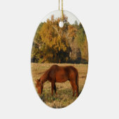 Bruin paard in geel boomveld keramisch ornament (Rechts)