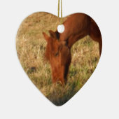 Bruin paard in geel boomveld keramisch ornament (Rechts)