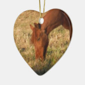 Bruin paard in geel boomveld keramisch ornament (Links)