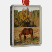 Bruin paard in geel boomveld metalen ornament (Rechts)